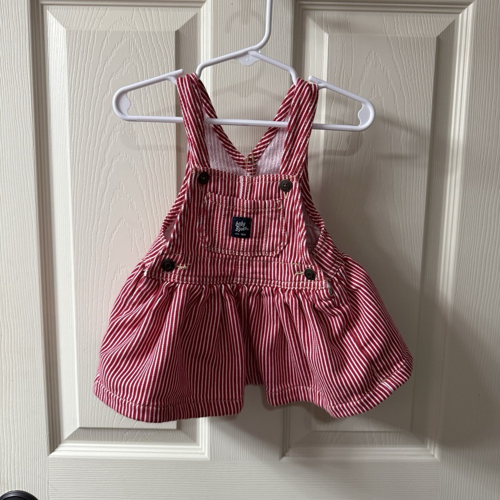 OshKosh B'gosh Red and White Striped Pinafore Dress
